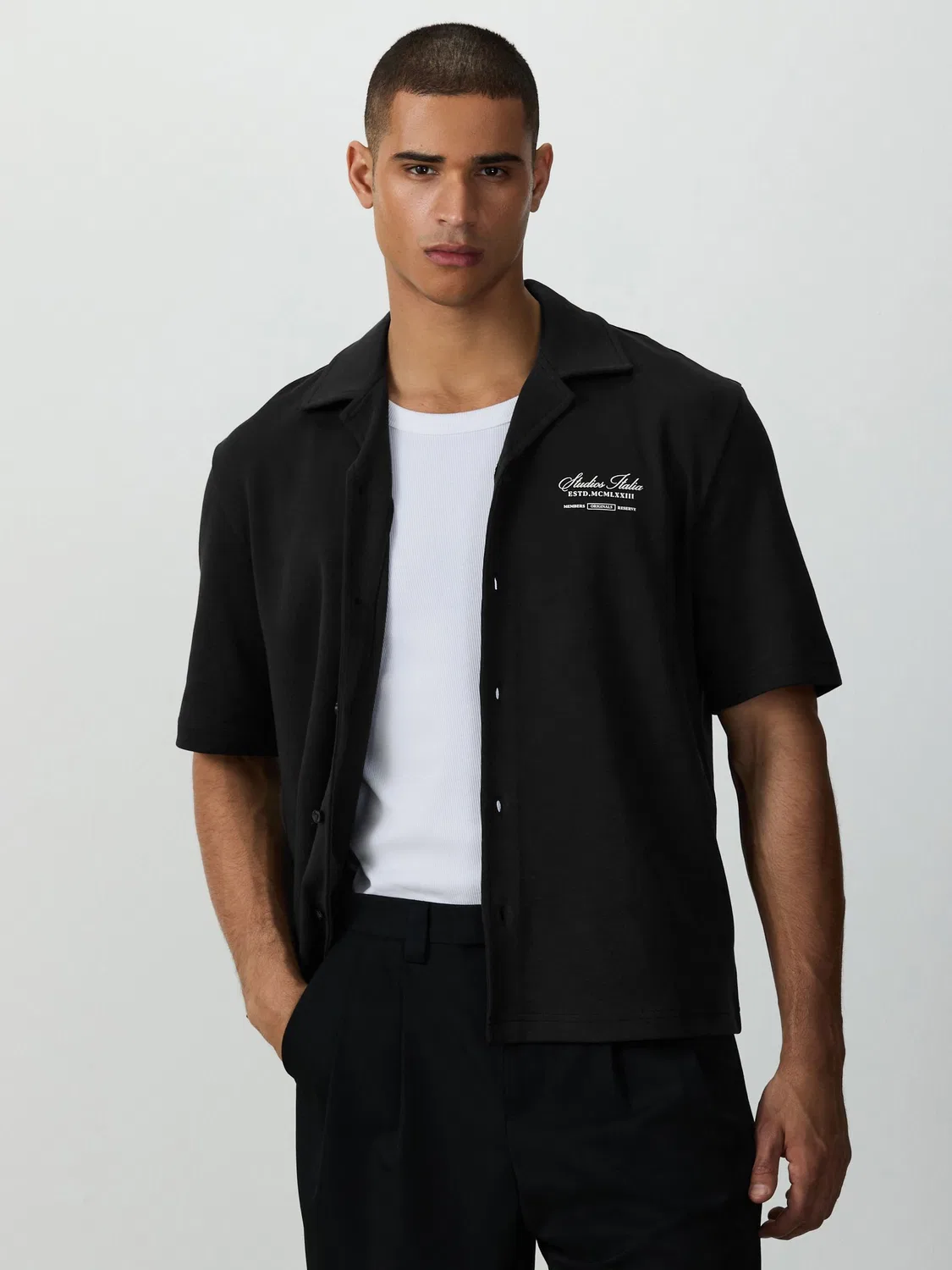 Рубашка с принтом, свободная, Black Jersey Print Next, черный — фото 3