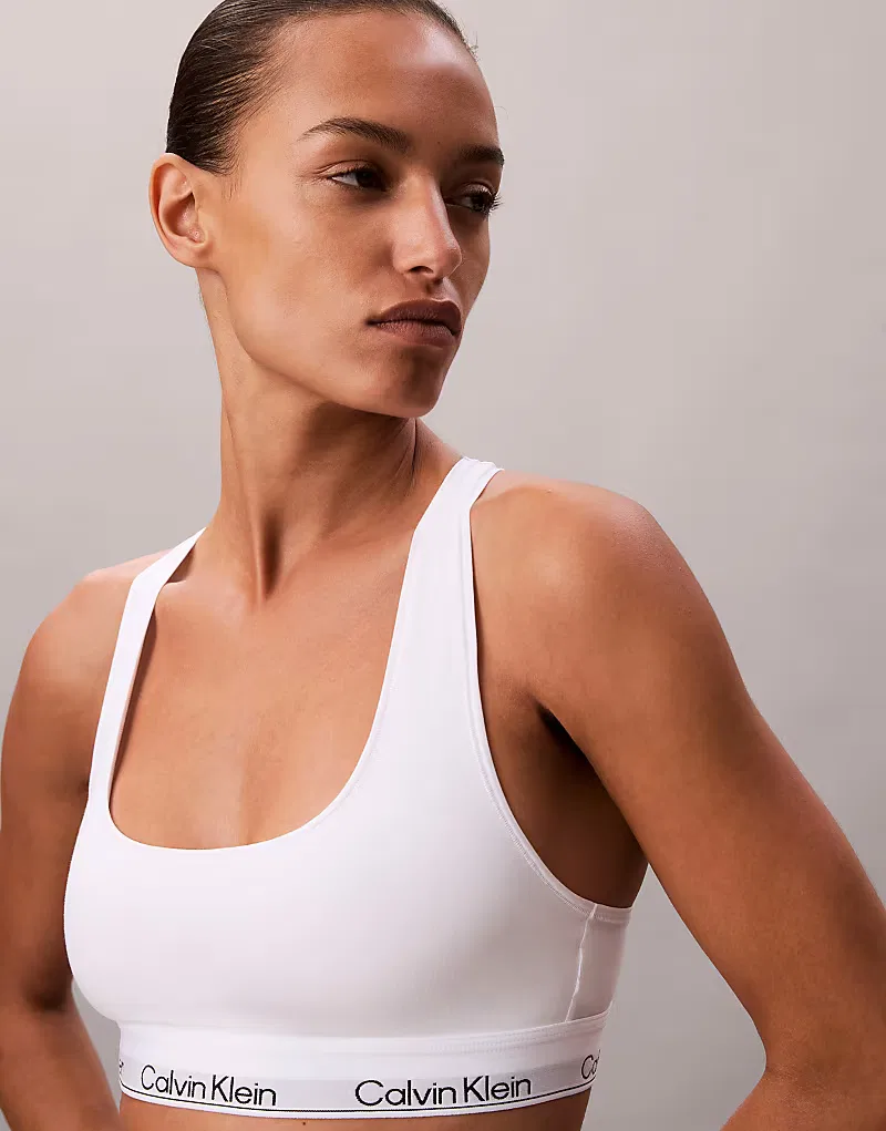 Бюстгальтер-топ Calvin Klein Icon из хлопка и модала с подкладкой, белый — фото 2