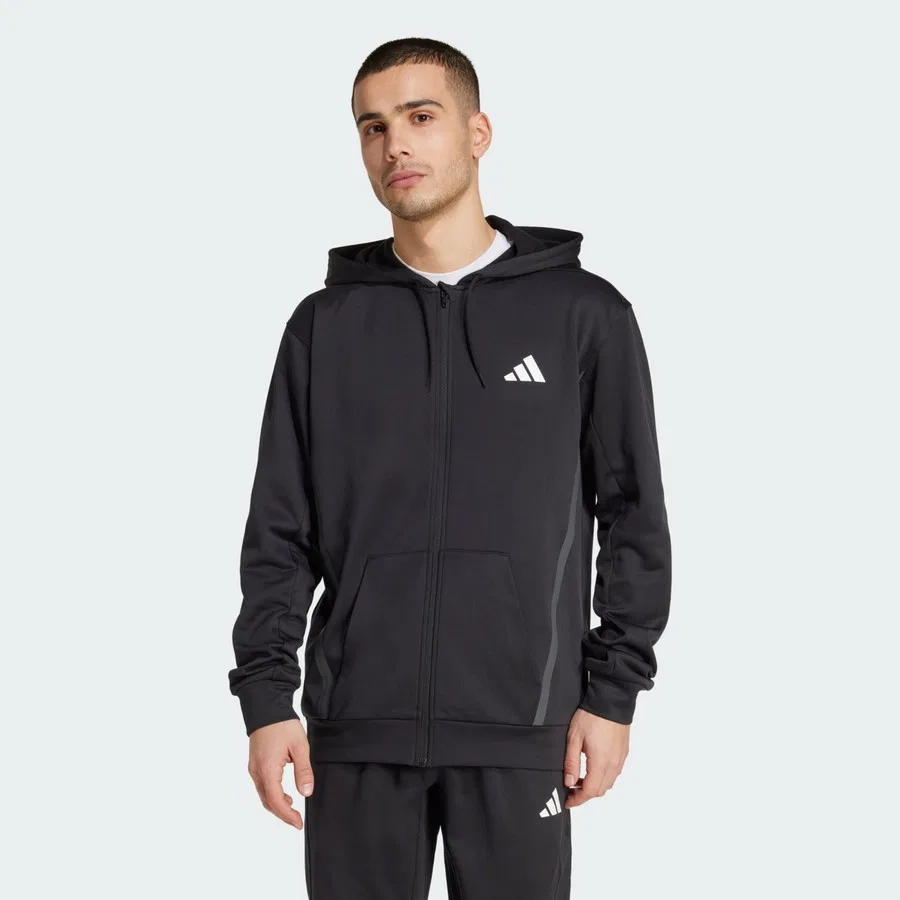 Худи мужское с капюшоном и полной молнией Game & Go Team Issue adidas, Черный