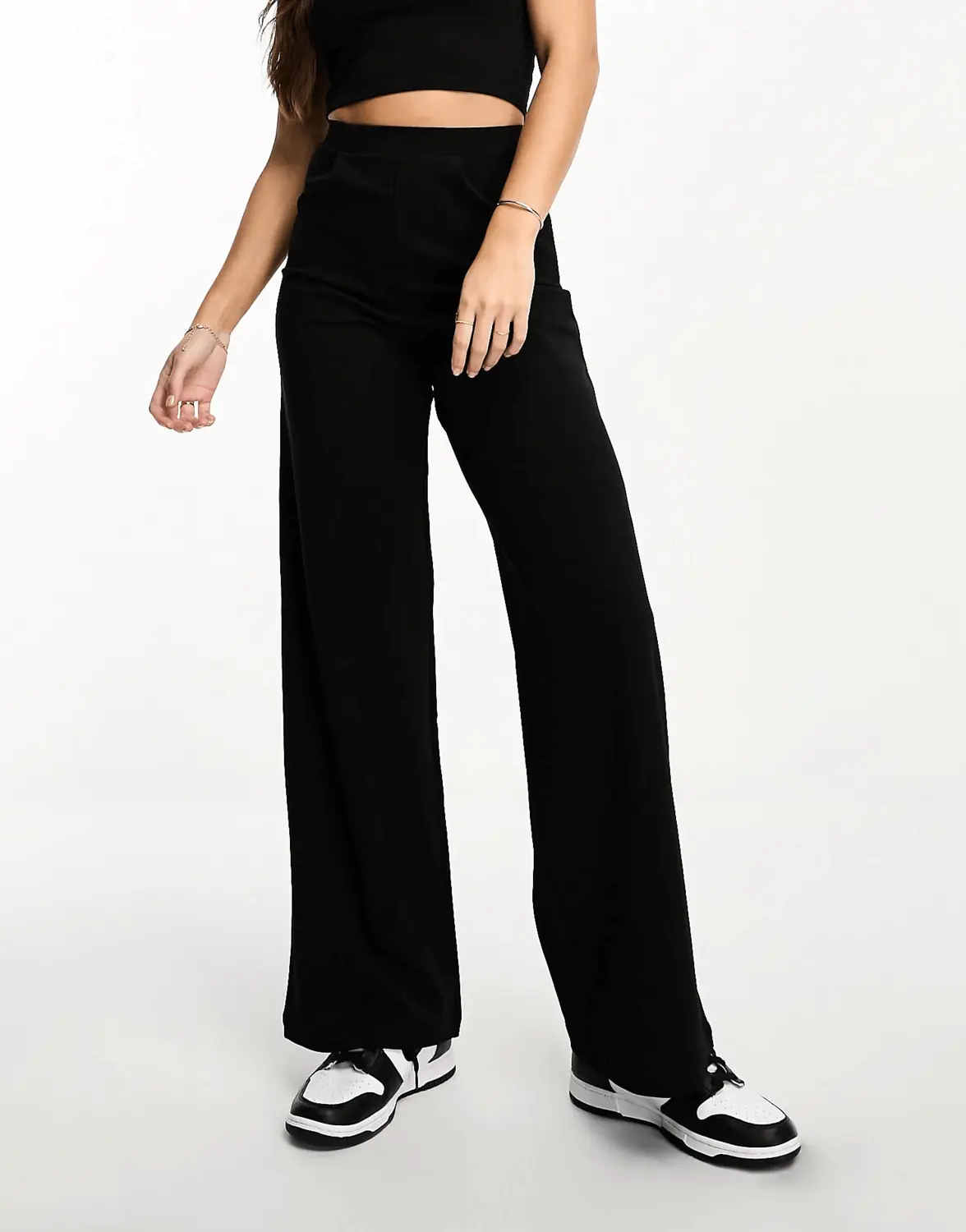

Брюки Asos Design Tall Wide Leg Jersey Suit, черный
