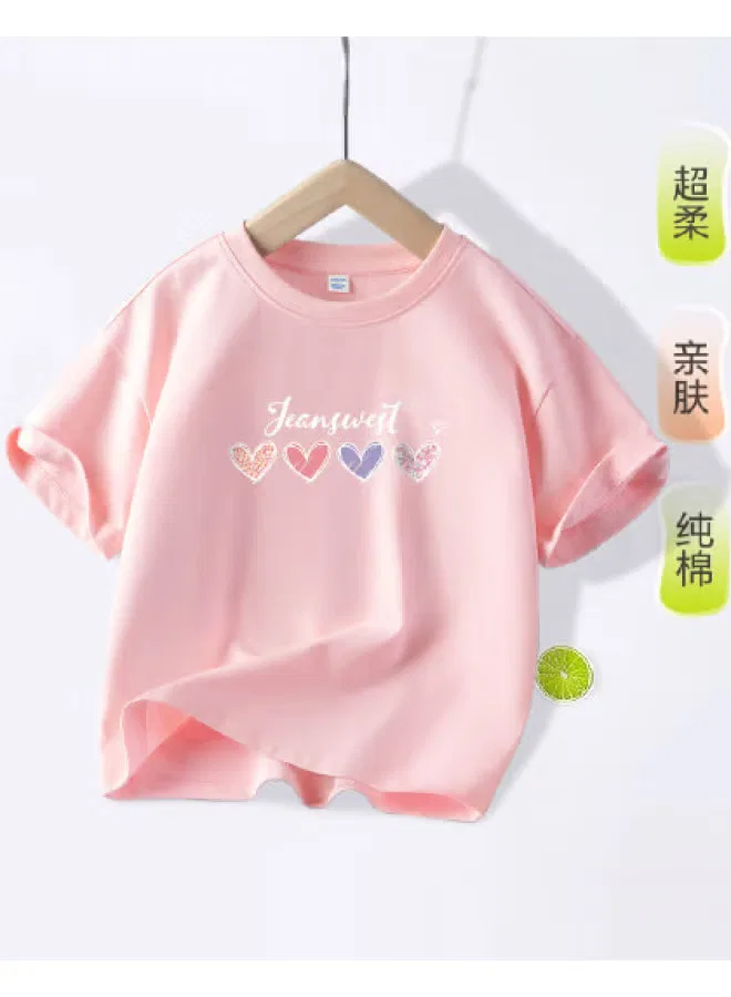 Футболка с коротким рукавом хлопковая для девочек Jeanswest, розовый