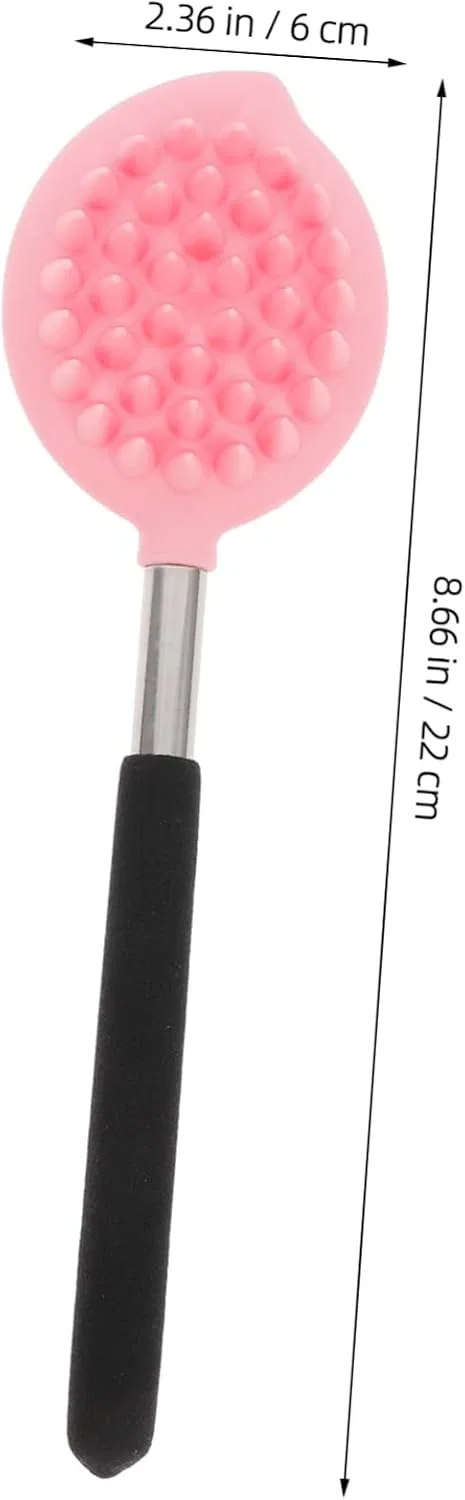 Силиконовая щетка для тела с длинной ручкой, Baluue, 2 шт, 22x6x3 см, Pink — фото 2