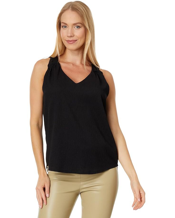

Блуза Vince Camuto V-Neck Ruched Strap Sleeveless, цвет Rich Black