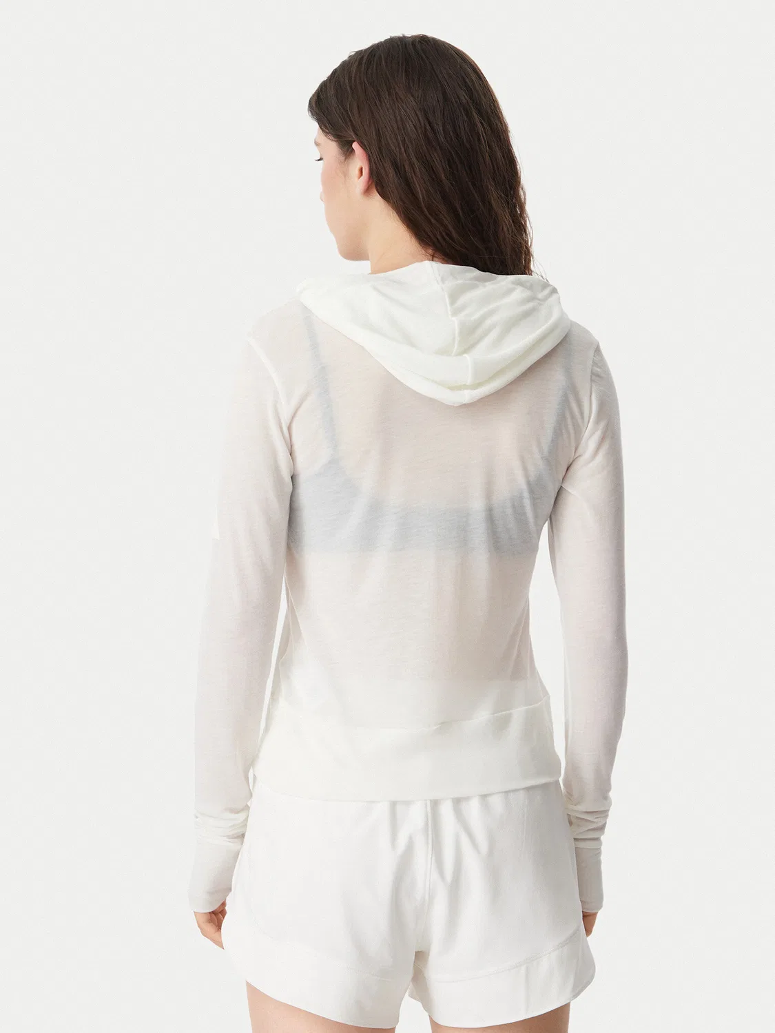 Женская толстовка приталенного кроя Soft Lux Sheer Hooded Adidas, кремовый — фото 3