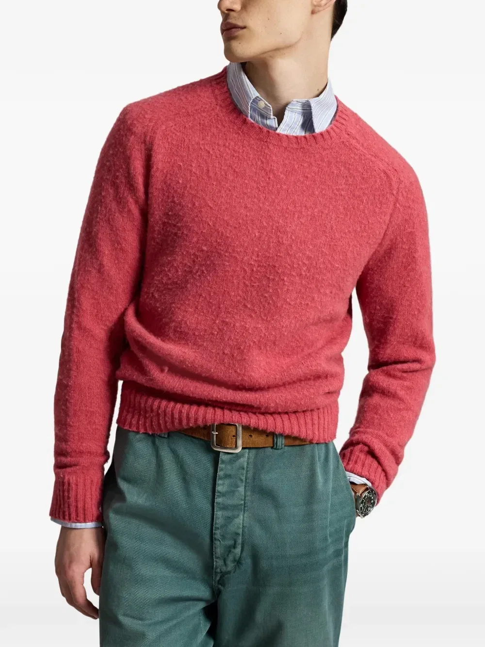 Свитер с нашивками на плечах Polo Ralph Lauren, красный — фото 3