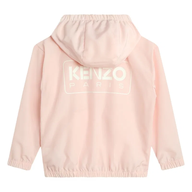 Куртка детская с капюшоном и логотипом Girls Logo-Print Hooded Jacket Kenzo, Veiled Pink — фото 2