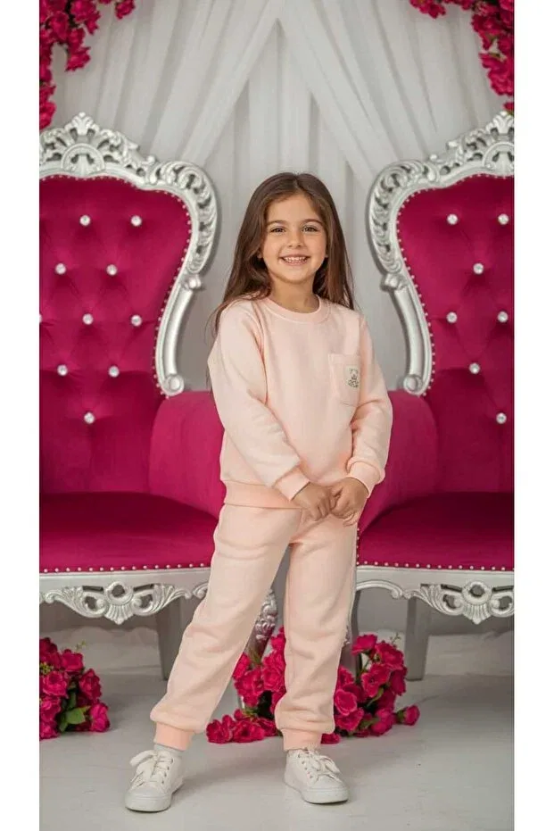 Детский спортивный костюм для девочек из трикотажа Love, Pink — фото 3