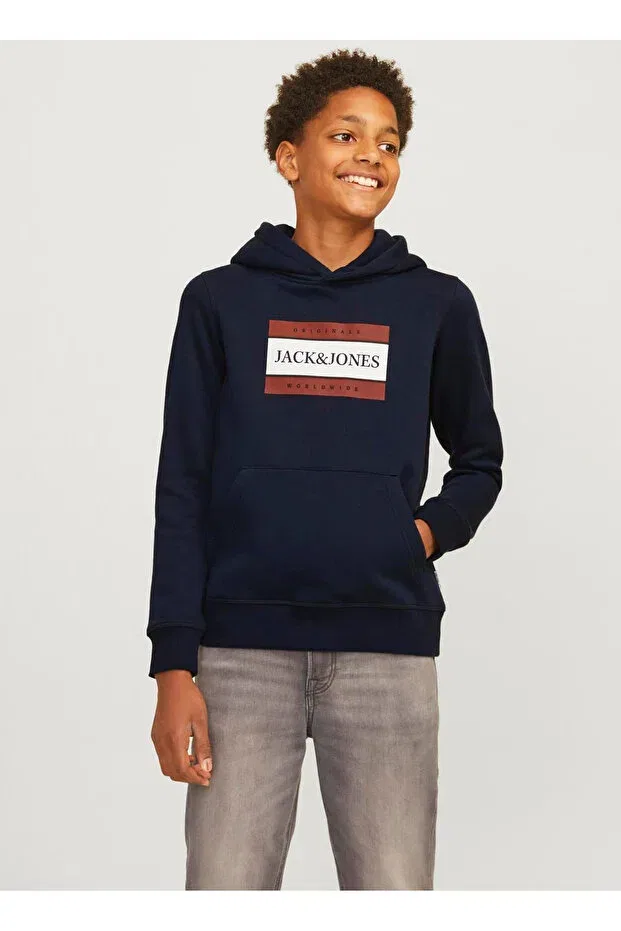 Детское худи для мальчиков с принтом Jack & Jones, Dark Navy Blue