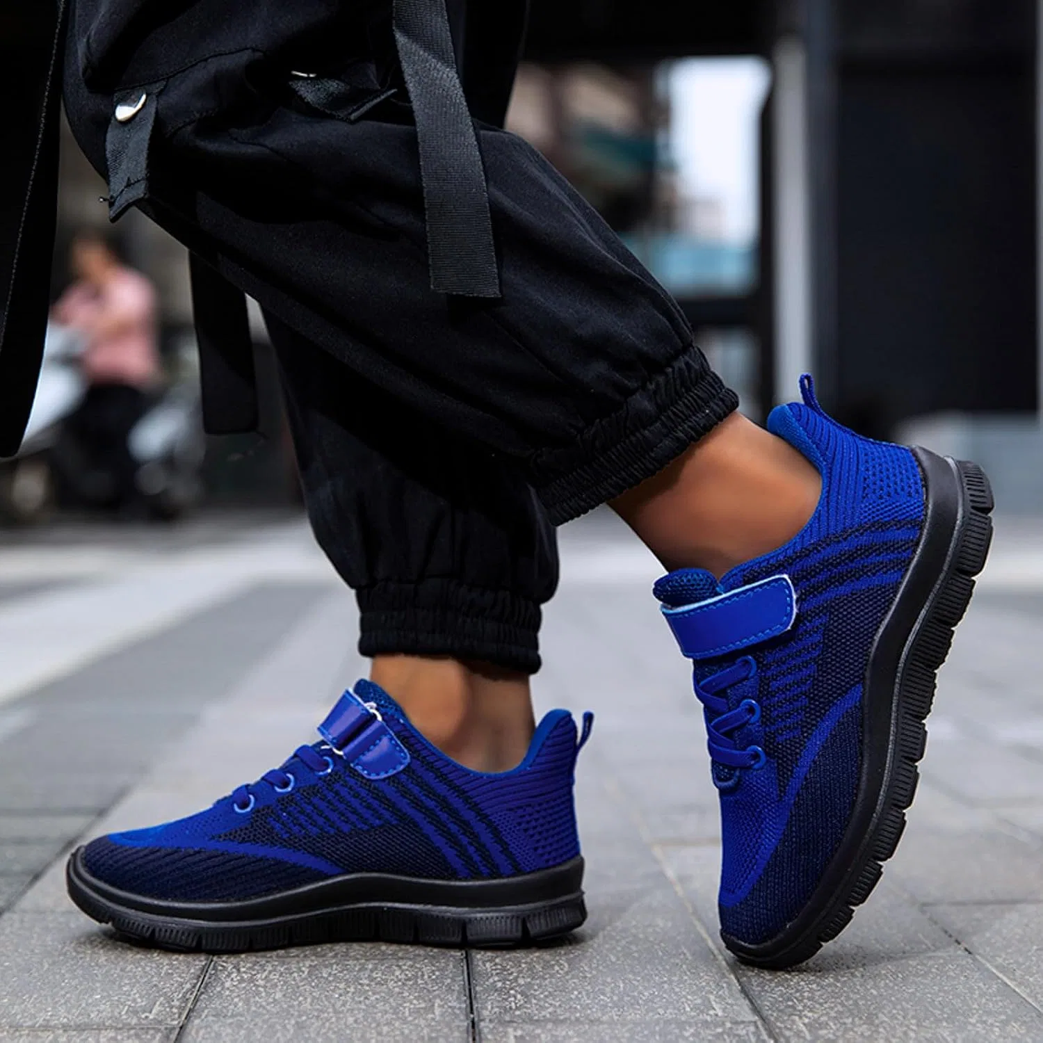Детские дышащие кроссовки для девочек с сеткой, Dark Blue — фото 3