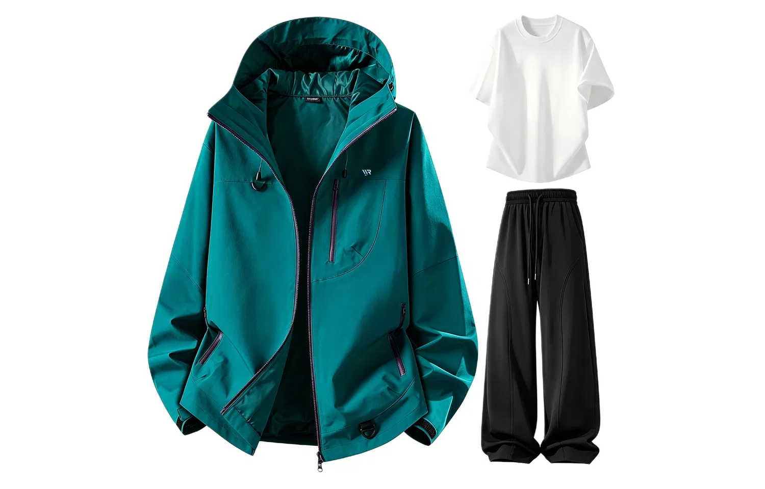 Детский худи с капюшоном и комплект из 3 штук, Tale Green+White+Black, WARRIOR