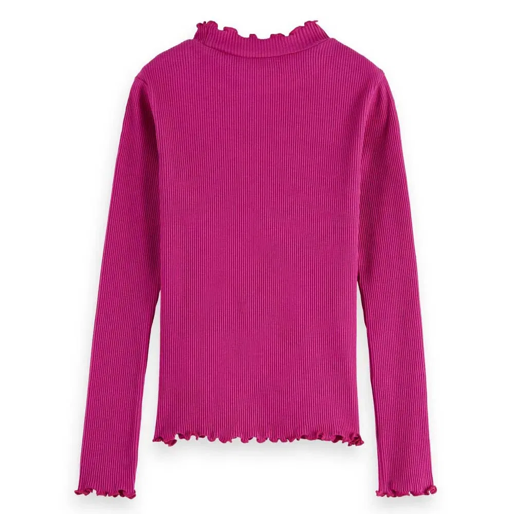 Детская футболка с принтом Mock Ribbed Slim Fit Scotch & soda, Pink — фото 2