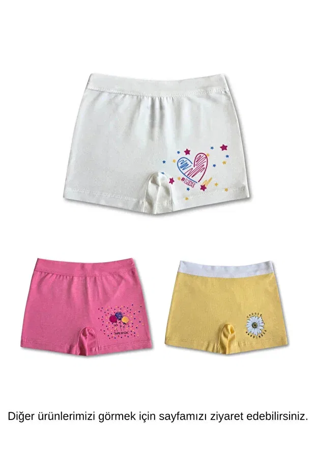 Детские трусы для девочек хлопковые с принтом Gizakids, Lilac-Yellow-Pink — фото 2