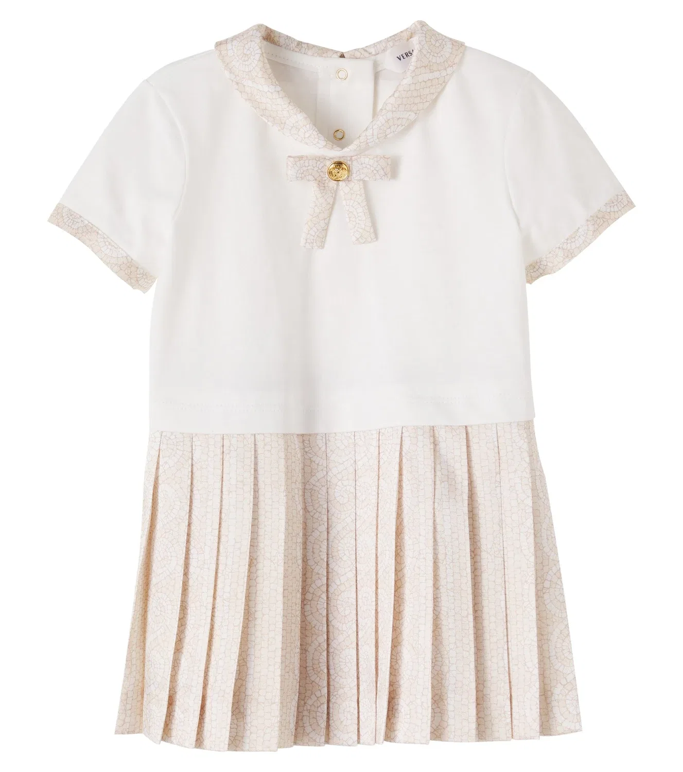 Детское платье из хлопкового джерси и твила Baby Greca Versace Kids, белый