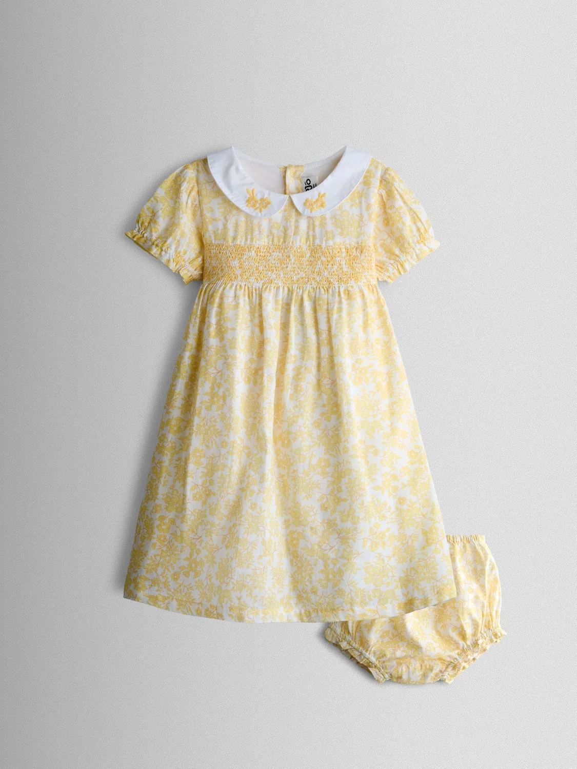 Платье с цветочным принтом, смокинг, Garden Floral Jojo Maman Bébé, желтый