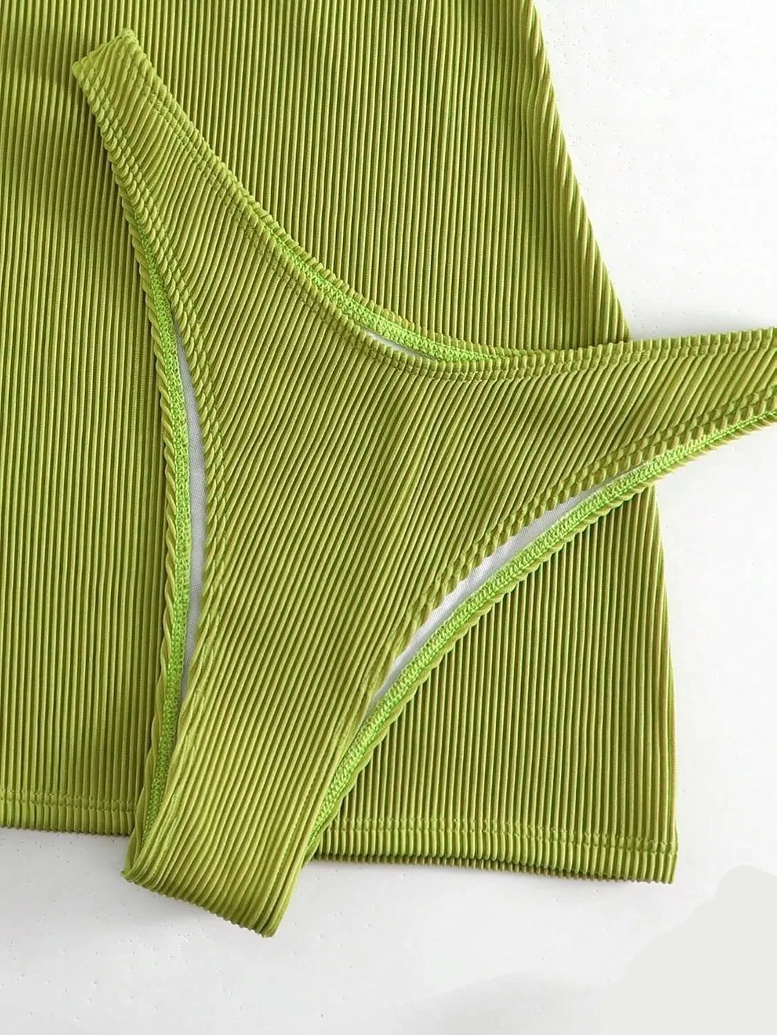 Женский бикини-комплект с вырезами и высокой талией, Lime Green — фото 4
