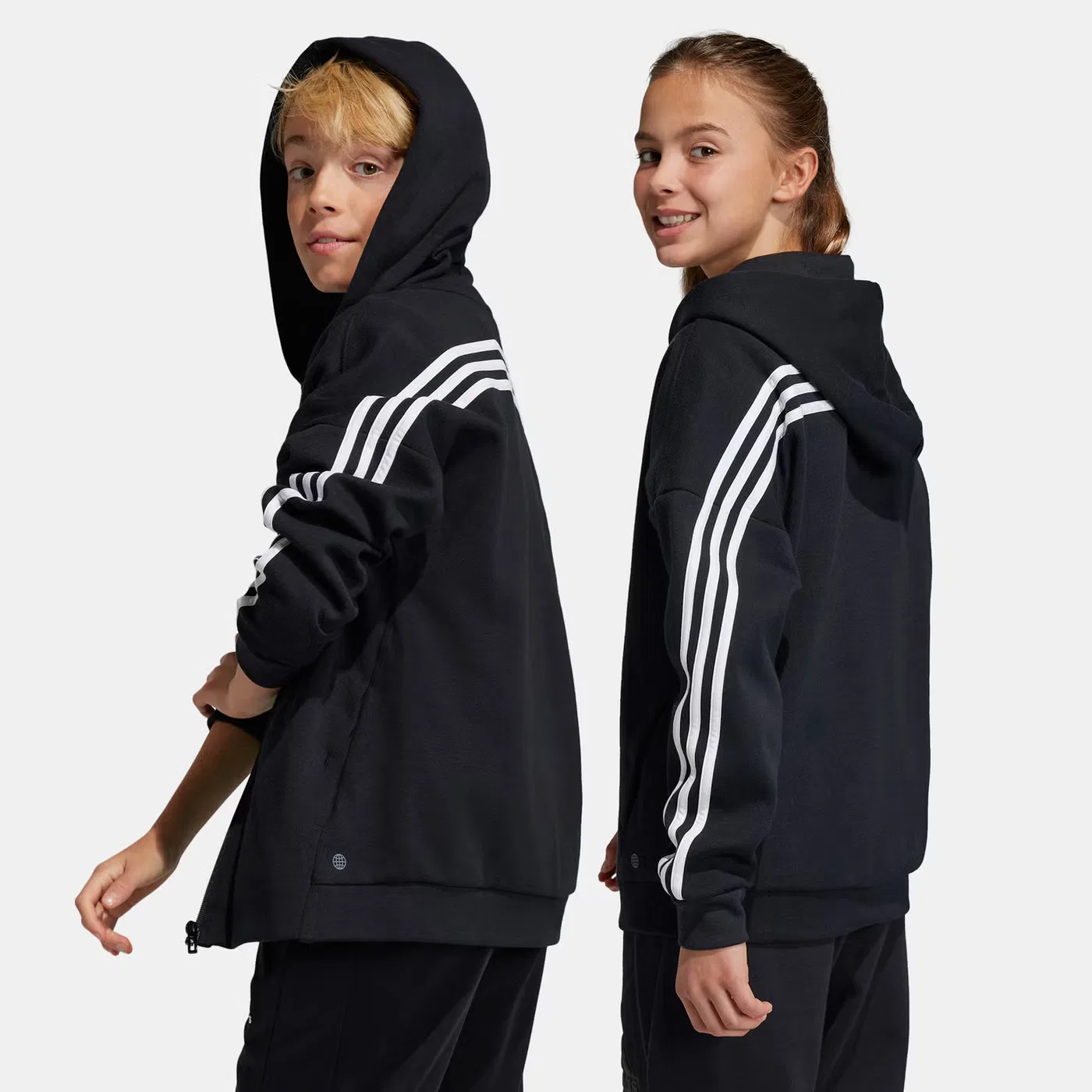 Худи на молнии с полосами Future Icons Adidas, черный — фото 2