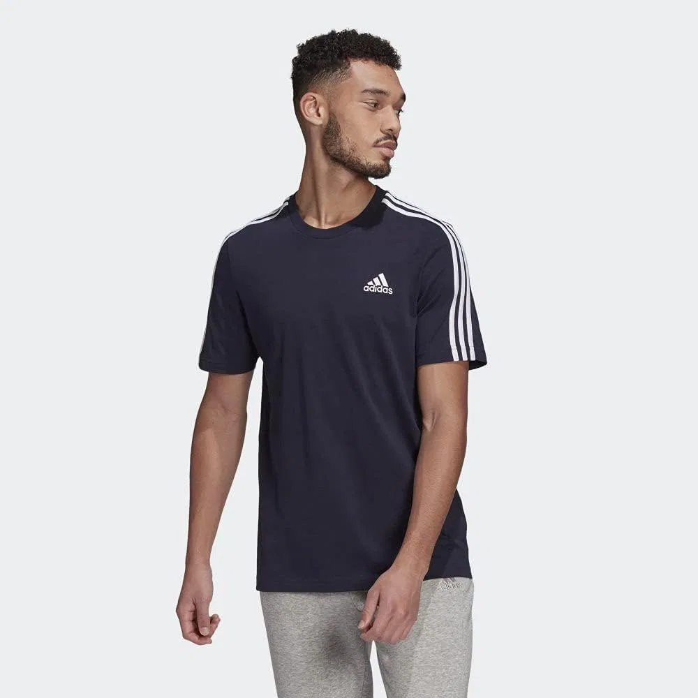 Мужская футболка с тремя полосками Essentials 3-Stripes Tee adidas, Legend Ink — фото 2