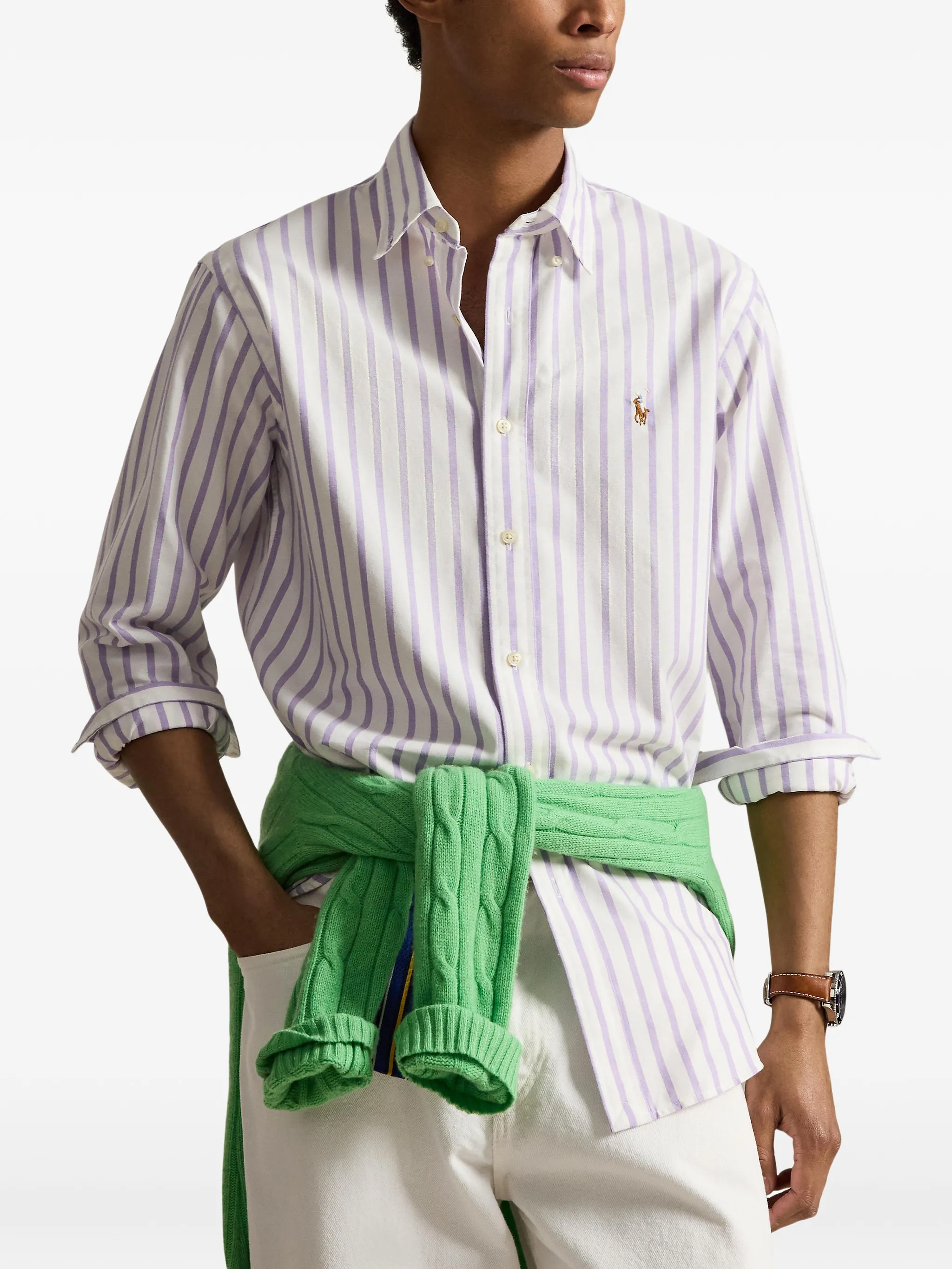 Рубашка Polo Ralph Lauren Striped, лиловый/белый — фото 3