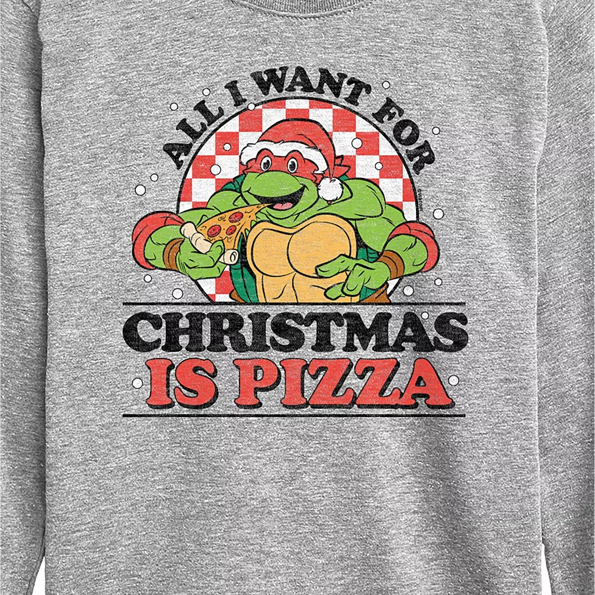 Детское лонгслив с принтом All I Want For Christmas Teenage Mutant Ninja Turtles, Athletic Heather — фото 2