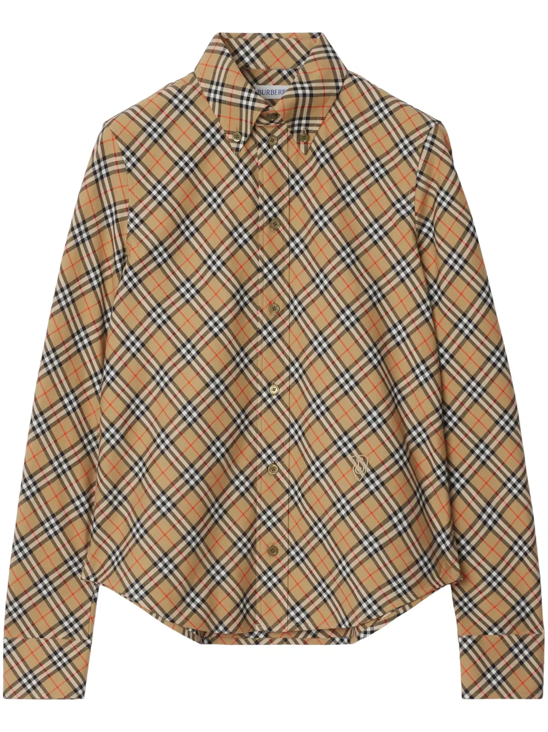 Рубашка с рисунком в клетку из коттона Burberry, песочно-бежевый/многоцветный