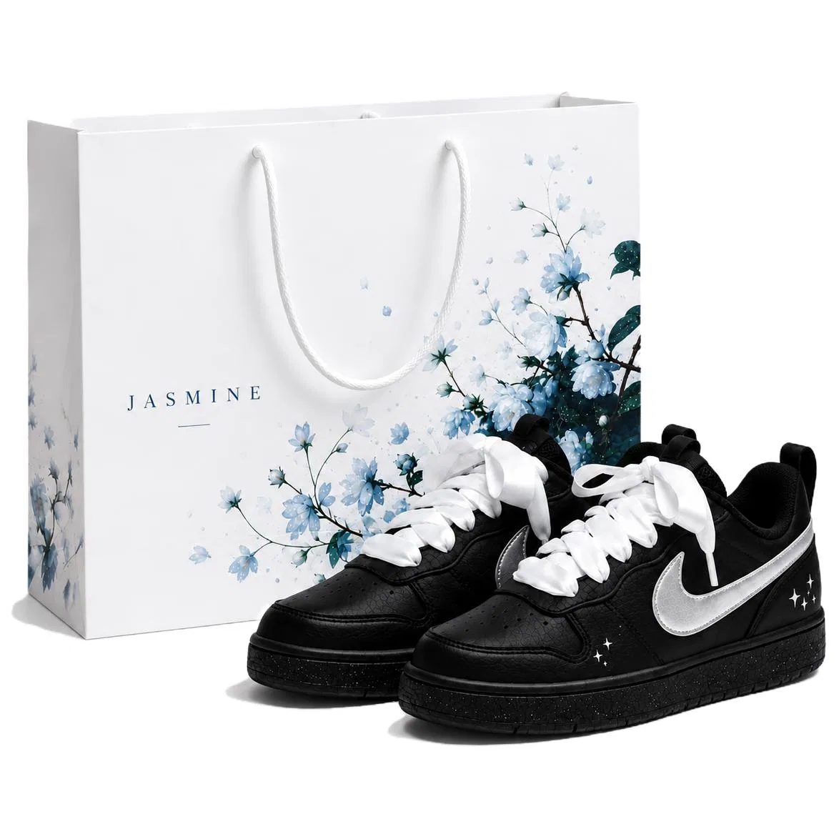 Детские кроссовки для скейтбординга с принтом Silver Moon Ballet Nike Court Borough, Black