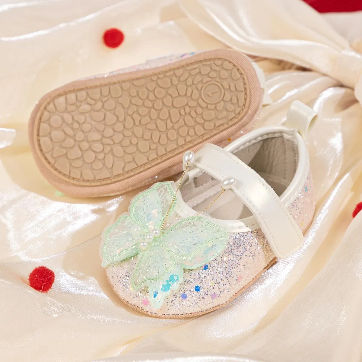 Детские туфли Мэри Джейн для девочек с бантом HsdsBebe, Green — фото 3