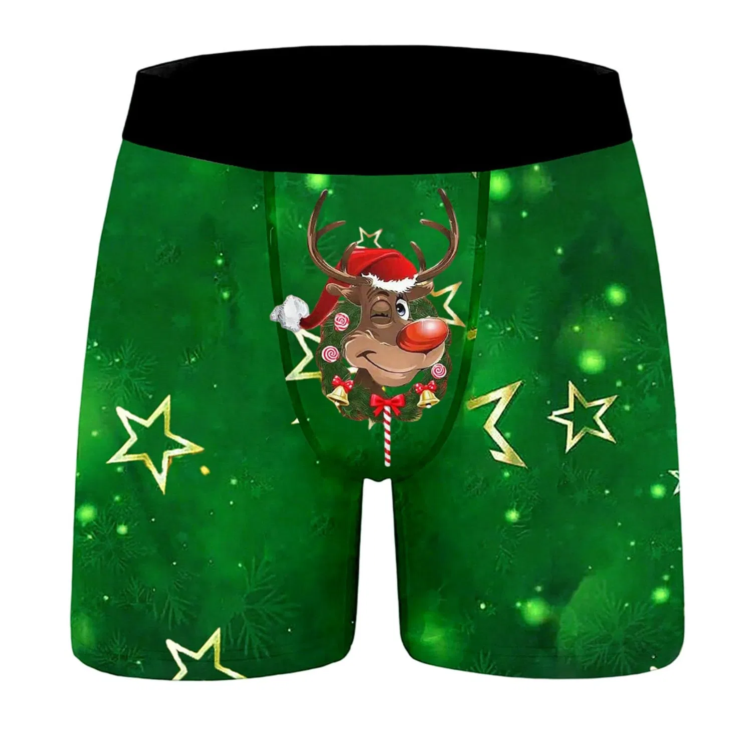 Мужские боксеры с принтом Christmas Pattern, 08 Dark Green — фото 3