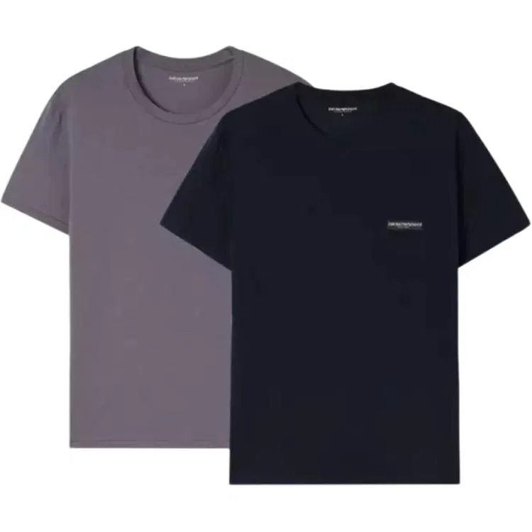 Мужская футболка с коротким рукавом, комплект из 2 штук, EMPORIO ARMANI, Gray Purple/Black