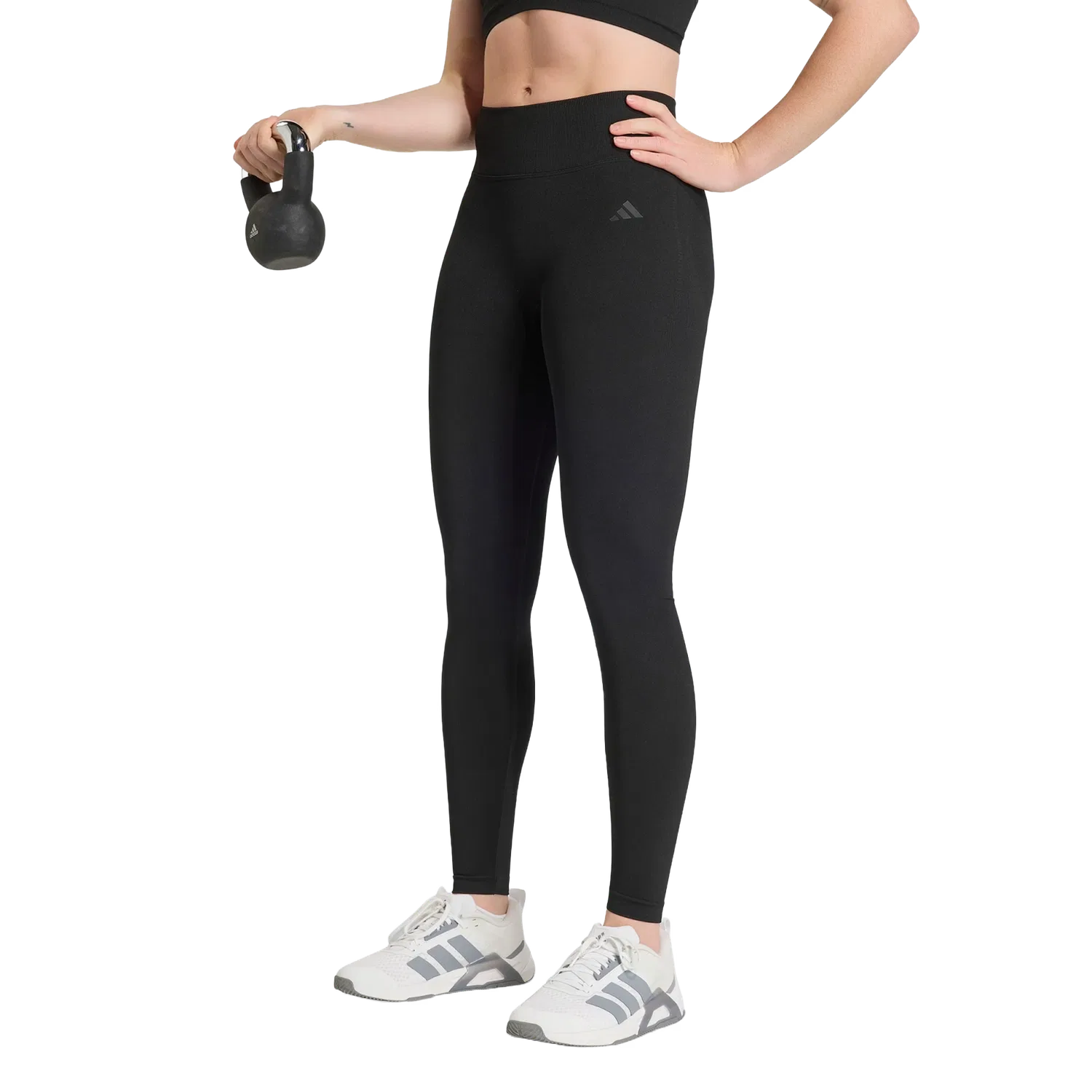Женские спортивные леггинсы Adidas Workout Essentials Knit Scrunch 7/8, черный — фото 2