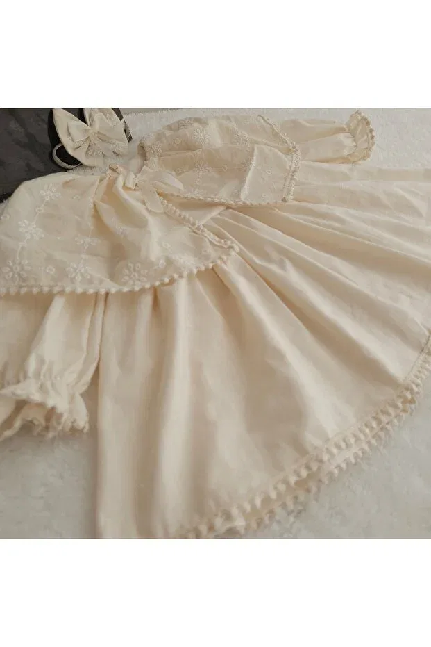 Детское платье с воротником-капюшоном Elwirababyboutiqe, Nude Color