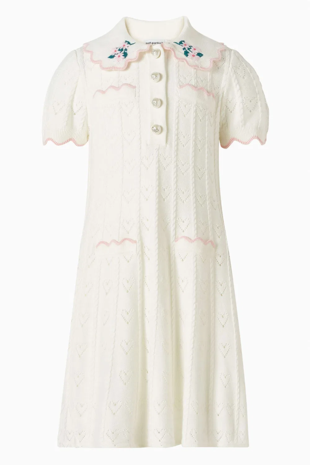 Платье с принтом в виде сердец Heart Knit Dress Self Portrait