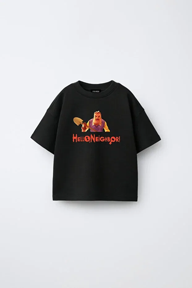 Детская футболка с принтом Hello Neighbor Fasardi, Black