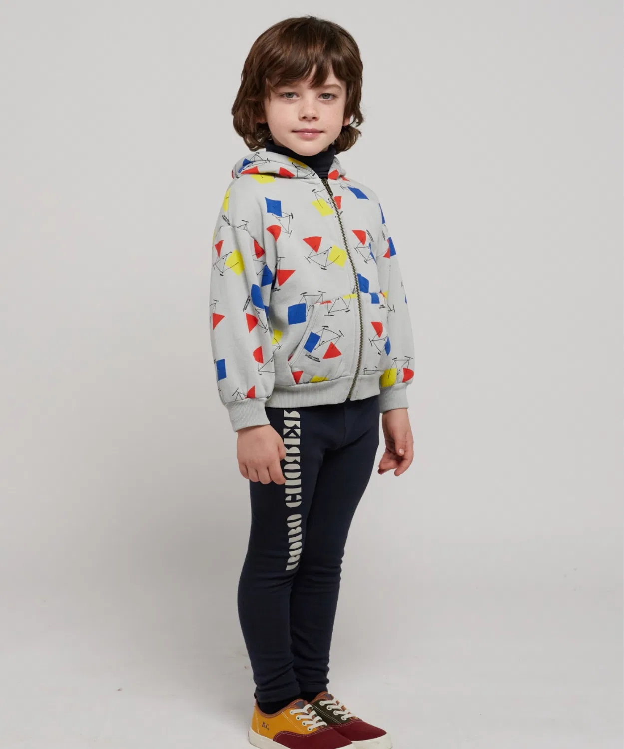 Детский худи на молнии с принтом Crazy Bicy BOBO CHOSES, Off White — фото 3