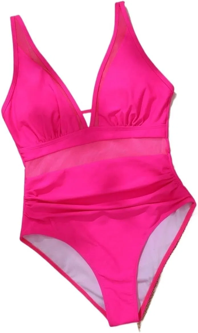 Женский монокини с открытой спиной и перекрестными лямками Hot Pink — фото 4