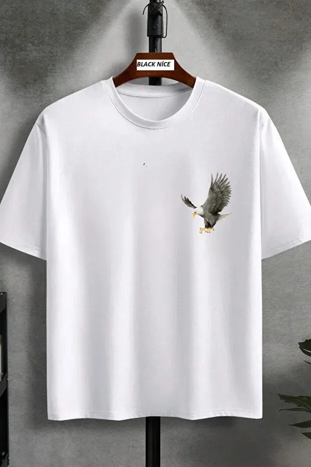 Детская футболка оверсайз с принтом Unisex Eagle Printed T-Shirt Oversize T-Shirt Baxia, White