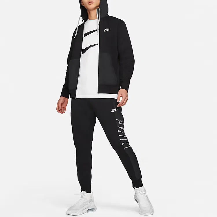 Худи мужское с капюшоном из футера Nike, черный — фото 2