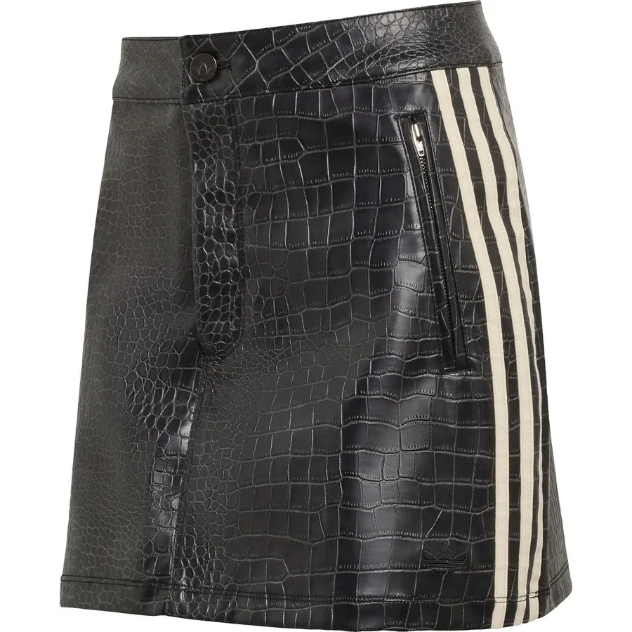 Мини-юбка из экокожи с принтом adidas Originals, Черный — фото 3