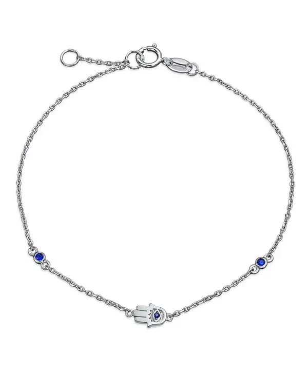 

Миниатюрный, простой, минималистичный браслет с подвеской от сглаза, удлинитель из стерлингового серебра с кубическим цирконием Bling Jewelry, silver