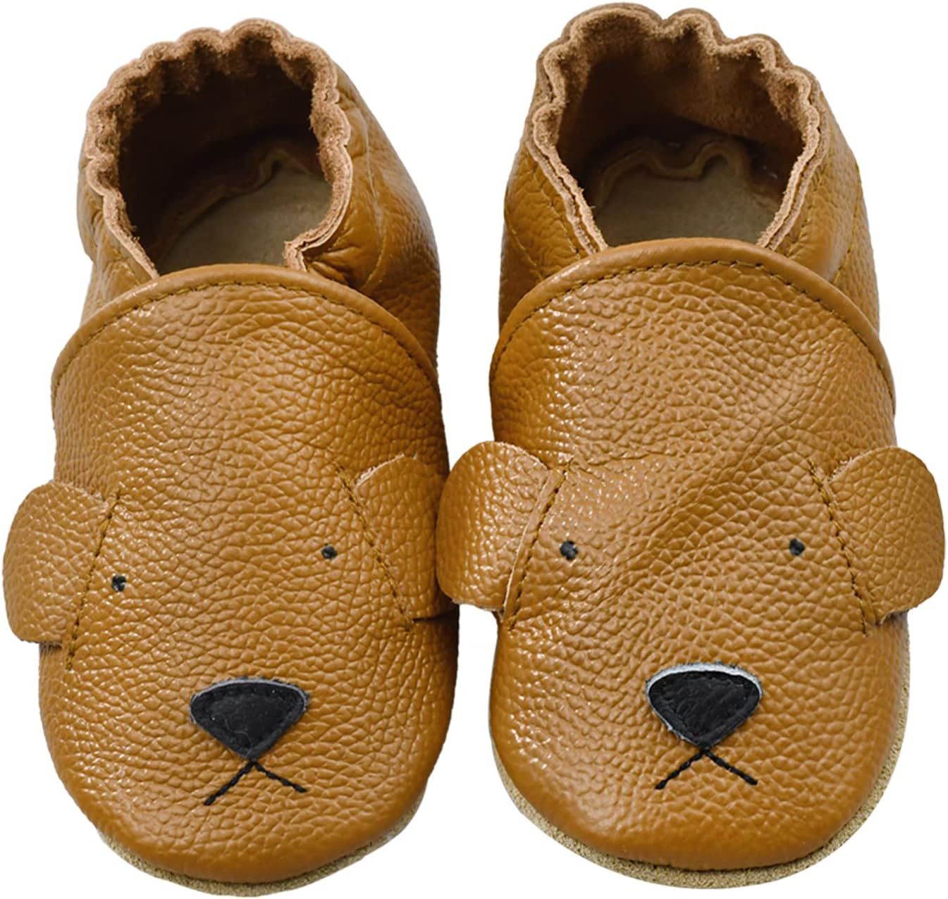 

Детские кожаные обувь iEvolve, мягкие ходунки, пинетки-мокасины для малышей, Brown Bear