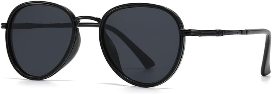 

Мужские солнцезащитные очки в стиле ретро с металлическим блеском, модные женские солнцезащитные очки с градиентным переходом, защита от ультрафиолета UV400, стиль панк (серо-зеленый, один размер) LXLHWN, Black Gray