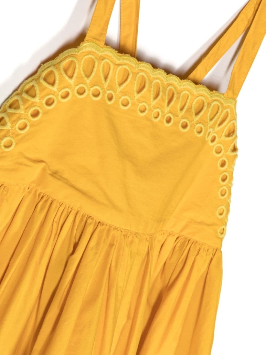 Stella McCartney Kids платье ампирного силуэта с английской вышивкой, желтый — фото 3