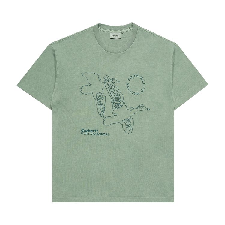 

Футболка Carhartt WIP Flying Ducks T-Shirt Duck Green Garment Dyed, зеленый