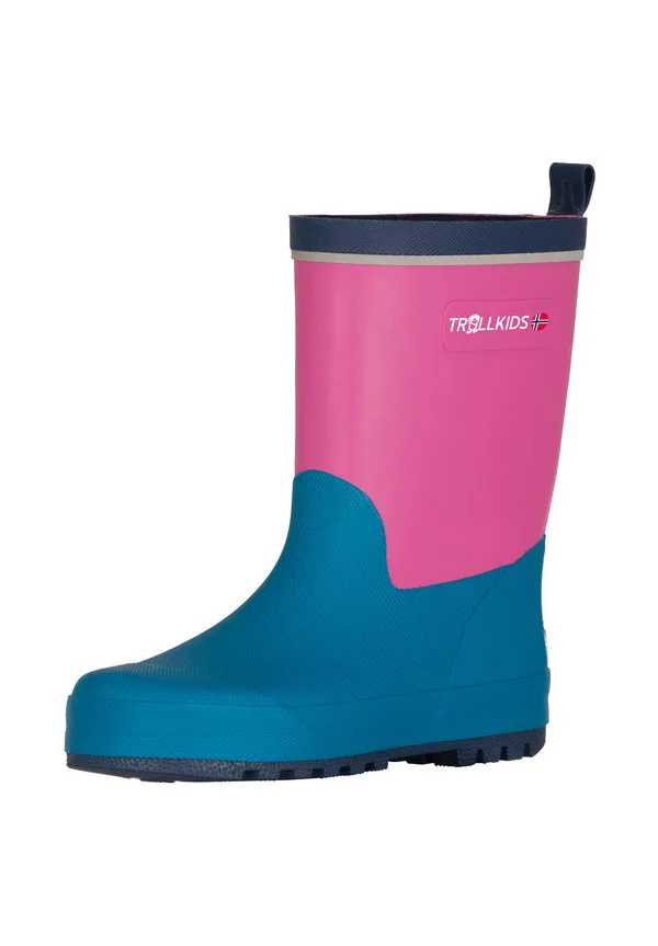 Резиновые сапоги для люсефьорда Trollkids, Light Magenta/Dark Turquoise/Madeira Blue — фото 2