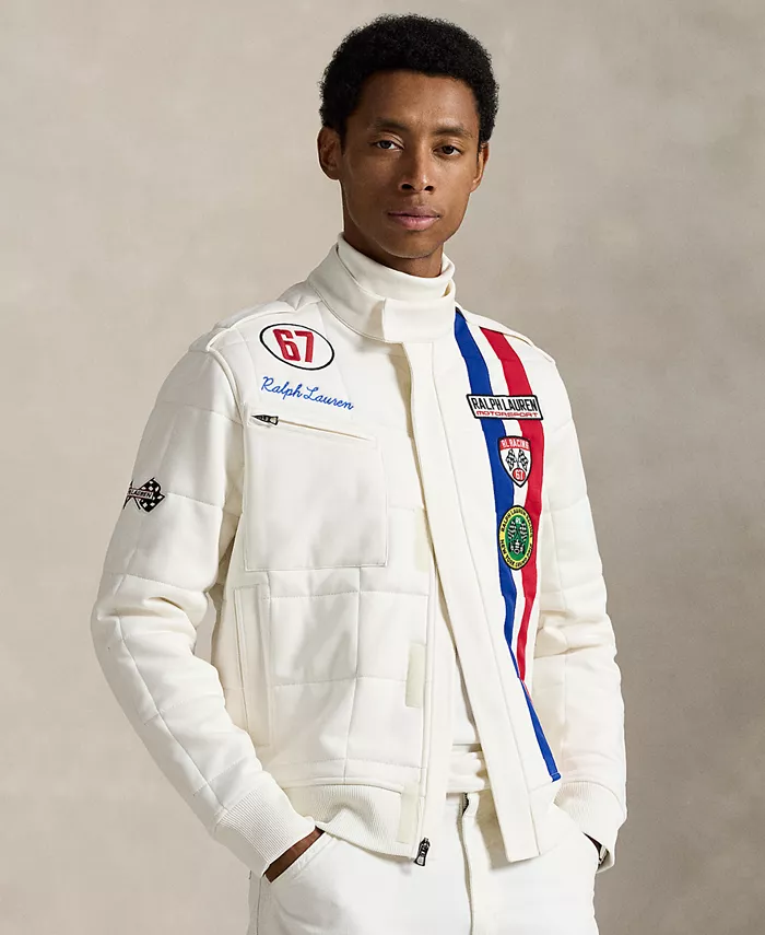 

Мужская эластичная куртка из двойного трикотажа Track Jacket Polo Ralph Lauren, слоновая кость/кремовый