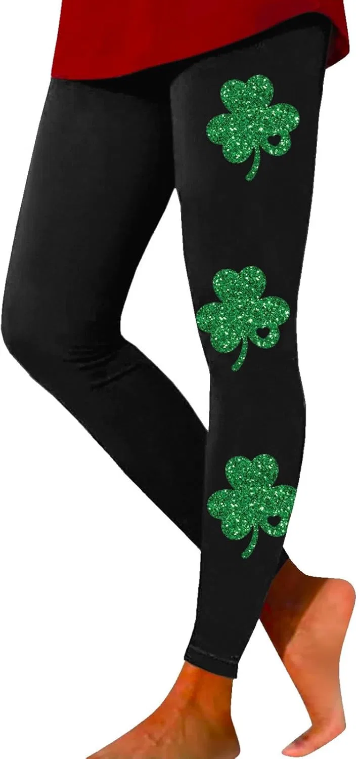 Леггинсы женские с принтом Shamrock, Generic, Z15 Black — фото 2