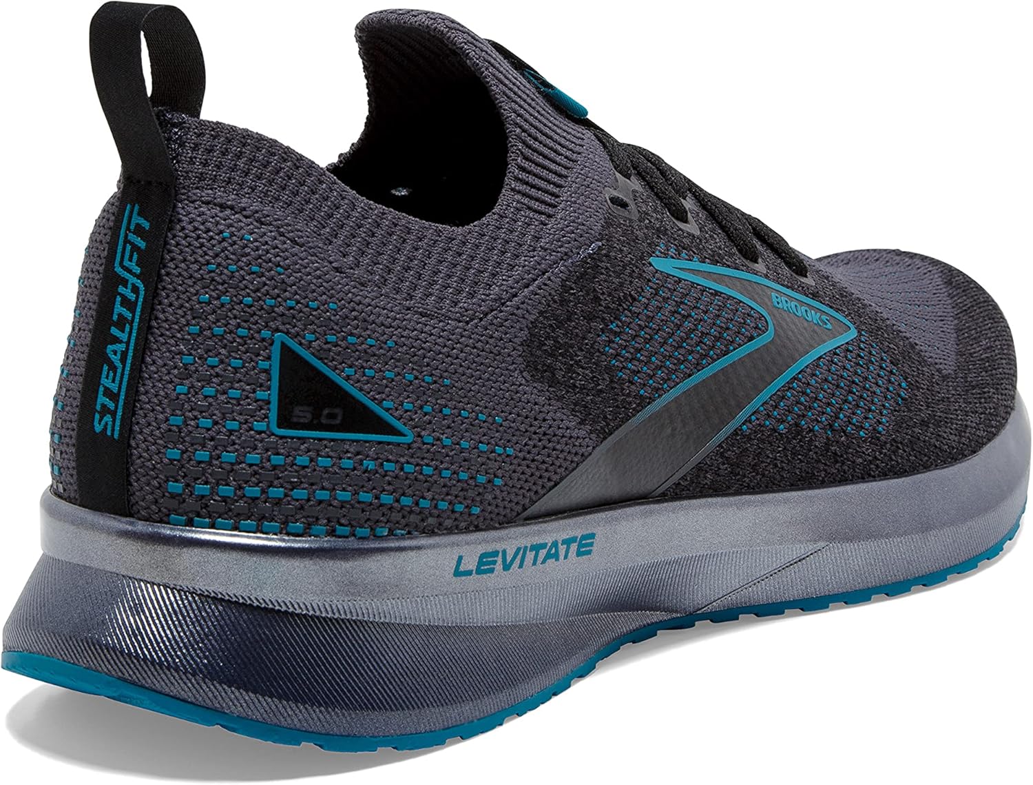 Мужские беговые кроссовки Brooks Levitate StealthFit 5 нейтральной поддержки, черный/бирюзовый — фото 4