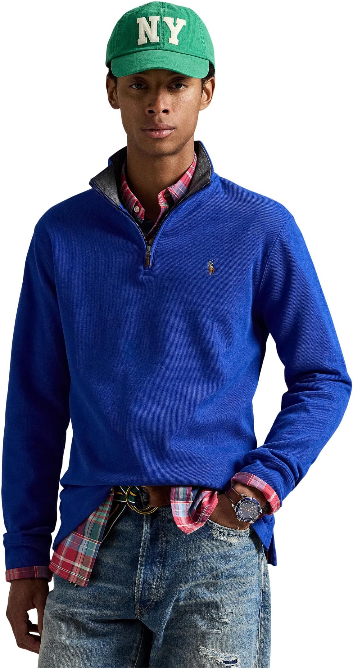 

Мужской пуловер Estate-Rib Quarter Zip Polo Ralph Lauren, Sapphire Star/Barclay Heather