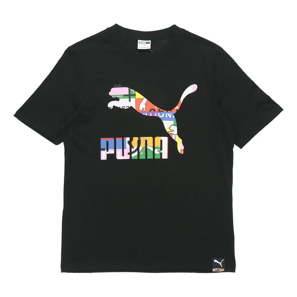 

Футболка intl tee multi-color logo printing sports round neck short sleeve black Puma, черный