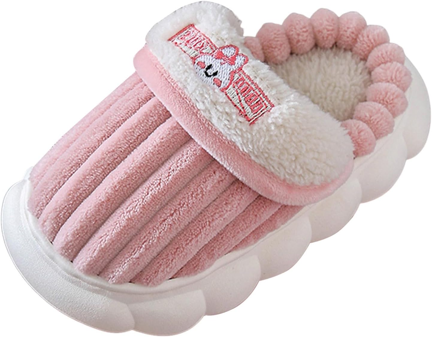 

Мягкие домашние тапочки для мальчиков и девочек, плюшевые, удобные, теплые, нескользящие, для дома, зимние, с толстой подошвой Iwihmiv, розовый