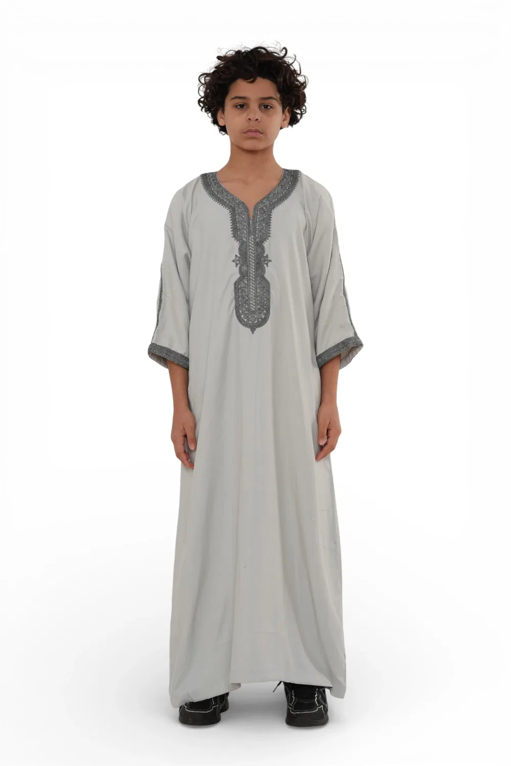Arabic Thobes Детская марокканская рубашка-туника серо-угольного цвета для мальчиков, джеллаба, гандура, джубба - K-HM65